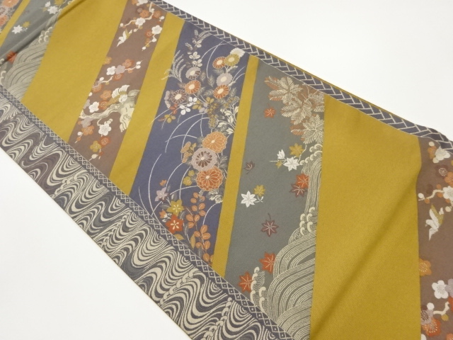 JAPANESE FUKURO OBI / WOVEN FLORAL PLANTS